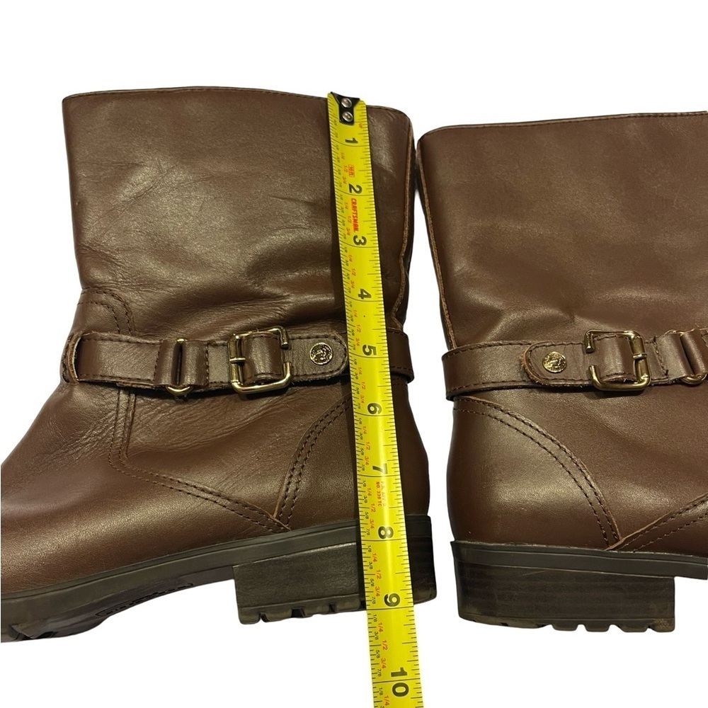 Anne Klein Dark Brown iflex Akcrayton Zipper Ankle Boots Gold Hardware Size 10 - Picture 12 of 14